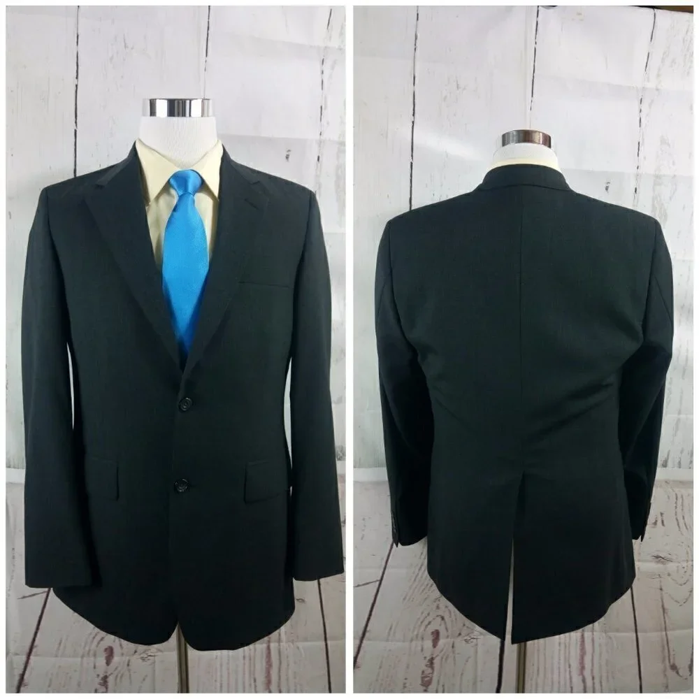 Custom Made 38L 2 Button Charcoal Gray Suit Blazer Sports Coat